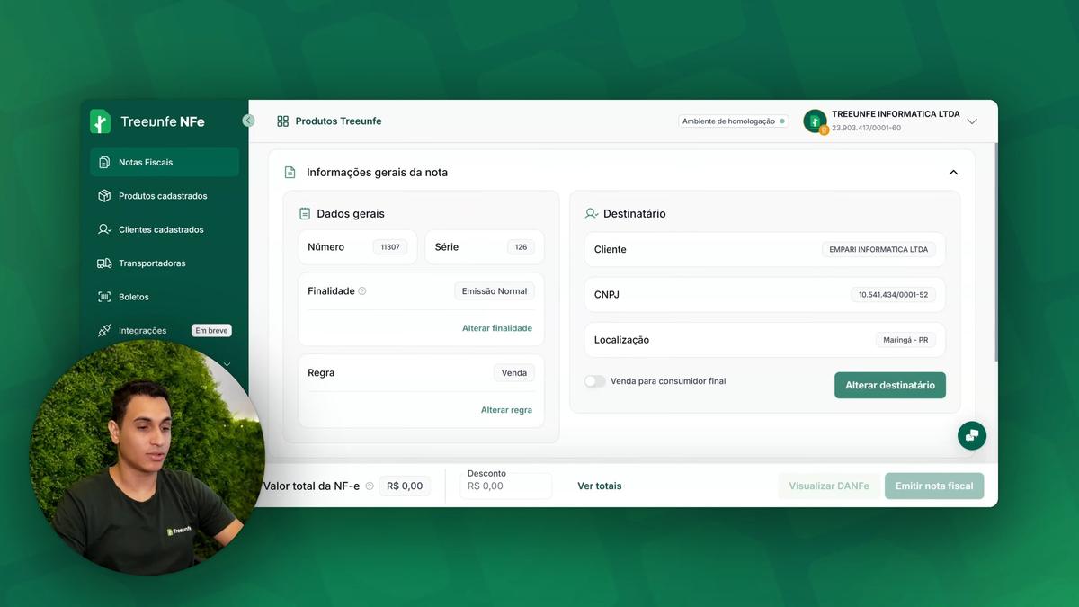 Demonstração da plataforma Treeunfe