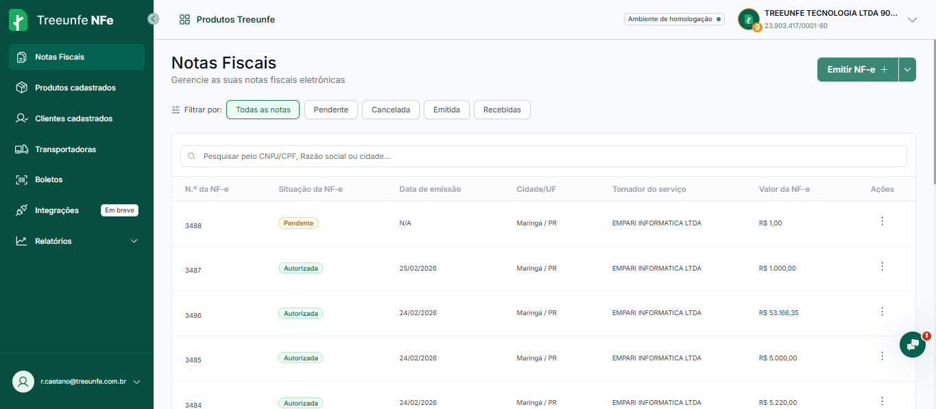 Plataforma Treeunfe NFe